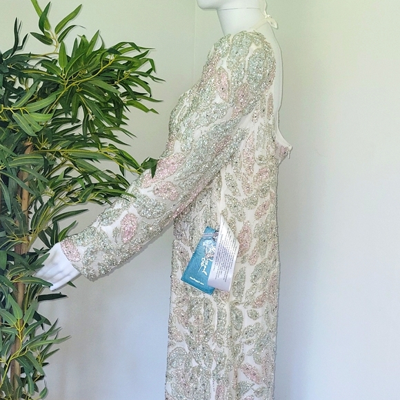 Mac Duggal 5424 Foliage Tea Length Column Dress - Picture 6 of 14